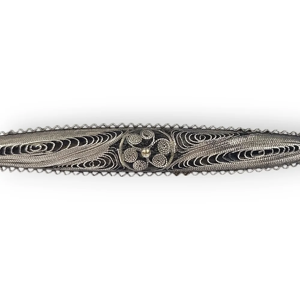 Victorian Cannetille Sterling Brooch Flower Filigree Antique Spun Silver 925